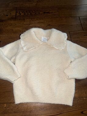 Zara Peter Pan Collar Cream Sweater 18/24 Month